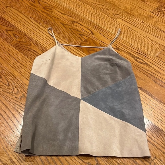 Ecru Woman’s Leather Spaghetti Strap Tank Size M - Picture 1 of 7